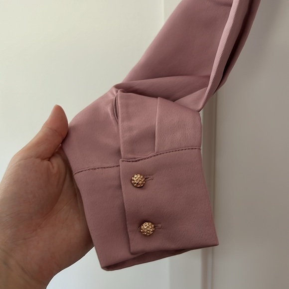 NWT Commense Lavender Satin Long Sleeve Button-down Dress XS - Picture 4 of 7